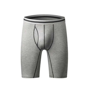 Men's Solid Color Breathable <b>Compression</b> Shorts Mid Waist Elastic Waist Knitted Spandex Cotton Casual Style - Product Image 2