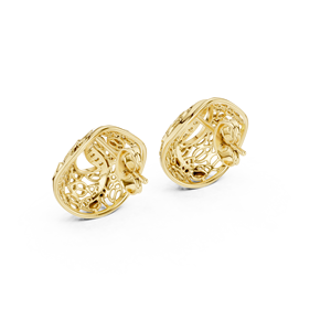 Ensemble de clous d'oreilles en diamant de laboratoire ETERNA SWIRAL FILIGREE, or jaune 18 carats plaqué rhodium, luxe certifié, pour fiançailles, mariage, soirée - Product Image 2