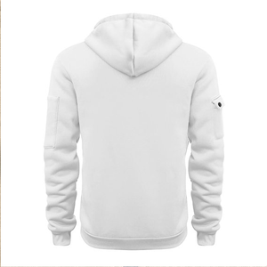 Sudadera con Capucha y Cierre de Cremallera para Hombre, Color Blanco, Corte Regular, Color Sólido, Estilo Casual para Otoño, con Bolsillos, Material de Algodón Tejido - Product Image 2