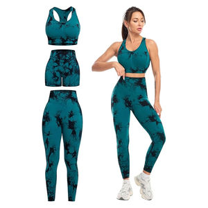 Ensemble 3 pièces de vêtements de sport pour femme : soutien-gorge de yoga et legging d'été, broderie personnalisée, respirant, prix abordable, vente en gros - Product Image 3