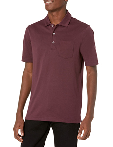 Polo piqué uni à manches courtes pour homme, coupe classique, bordeaux, en coton, décontracté, respirant, style tricoté 2026 - Product Image 5