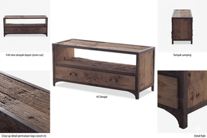 Mueble para TV Quini de Madera de Teca Maciza con Estructura de Acero, Estilo Rústico Industrial, Ecológico y Duradero, Consola de Entretenimiento para Sala de Estar - Product Image 6