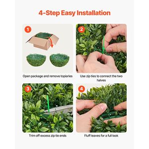 Palla Topiaria Artificiale da 23 Pollici Facile da Montare, Pianta Finta di Bosso dall'Aspetto Realistico, Albero in Seta Sintetica per Decorazioni Esterne e Portico Anteriore, Confezionata - Product Image 4