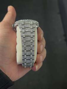 Custom Classic Fashion Luxury Sport Iced Arabic Dial Stainless Steel Case Watch | VVS Clarity Lab Created Diamond Miyota - Product Image 3