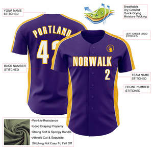 <b>Elite</b> Purple Yellow Baseball Uniform Premium Polyester Team Apparel Custom Design OEM ODM Manufacturer Wholesale - Product Image 3