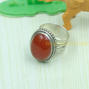 Natural Carnelian Oval Cabochon <b>Ring</b> 925 Sterling Silver Handmade <b>Statement</b> <b>Ring</b> Vintage Boho Carnelian Jewelry Gift For Women - Product Image 3