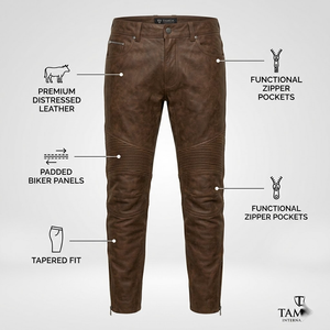 <b>Men's</b> Regular Fit Custom <b>Leather</b> <b>Pants</b> – High Quality Breathable | Canvas Fabric Fashionable Casual Design - Product Image 3