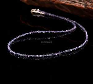 Collar de Cuarzo Tanzanita Púrpura con Diamantes Herkimer en Bruto, Joyería de Cristal Hecha a Mano, Collar Llamativo con Piedra de Nacimiento de Abril, Venta al por Mayor - Product Image 3