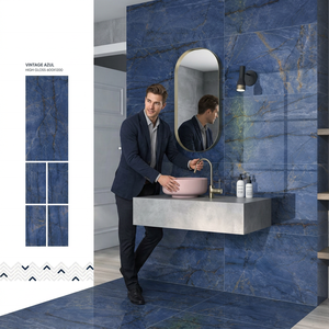 Azulejos azules de porcelana de fusión de 60x120cm, azulejos de suelo de pared de cerámica Interior de Libia de 600x1200mm - Product Image 2