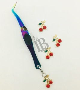 <b>Cherry</b> Style Tweezers Mink Eyelash Extension Tweezers Charm Tweezers Mink Smooth Handle Sustainable Eyelash Tweezers Logo Offer - Product Image 3