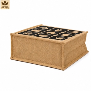 Sac de courses en jute naturel laminé, sac de courses pour la vente au détail, 36x31.5x19 cm, logo personnalisé, vente en gros, OEM, marque privée, modèle MY-JT-18 - Product Image 4