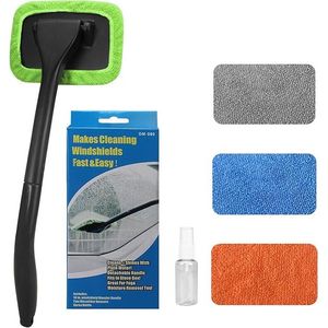 Strumento per la Pulizia del Parabrezza Auto con Manico Estensibile e 4 Panni in Microfibra Lavabili e Riutilizzabili, Kit per la Pulizia del Parabrezza in Microfibra - Product Image 1