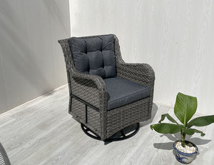 Patio en osier avec coussins, meubles de porche extérieur en rotin PE avec chaises pivotantes pour jardin, jardin, piscine, gris - Product Image 3