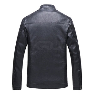 Classic Men's Leather Winter Jacket <b>Stand</b> Collar Canvas Fabric-Durable Windproof Breathable Comfortable Zipper Closure High - Product Image 2