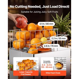 Presse-agrumes électrique commercial 120W en acier inoxydable, capacité de 20 oranges par minute, 110V - Product Image 4