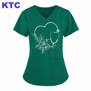 เสื้อสครับคอวี ปี 2026 มีกระเป๋าสามช่อง ผ้าโพลีเอสเตอร์ ชุดยูนิฟอร์มโรงพยาบาล ผ้าสี่ทางยืดได้ - Product Image 1