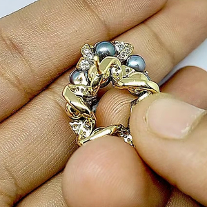Pendientes de Aro de Perlas Negras de Lujo, Pendientes Circulares Chapados en Oro para Mujer, Joyería de Moda al por Mayor - Product Image 3