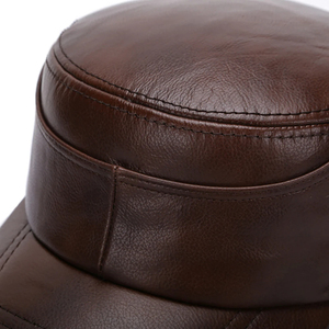 Unisex PU Leather <b>Flat</b> Cap 5-Panel Fitted Solid Black Formal Baseball <b>Hat</b> for Adults Casual Wear Four Seasons - Product Image 5