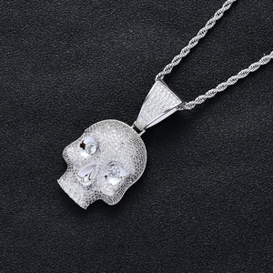 <b>Iced</b> <b>Out</b> Skull Pendant Necklace With Moissanite <b>Chain</b> 925 Silver Hip Hop Statement Jewelry Set - Product Image 3