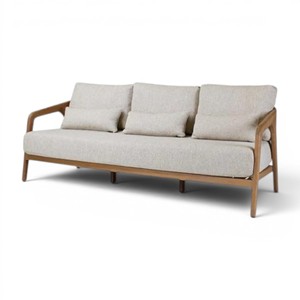 Sofá Moderno Minimalista de Madera de Teca Sólida de 3 Plazas, Sofá Tapizado Escandinavo Minimalista para Sala de Estar, Villa, Muebles de Hotel - Product Image 1