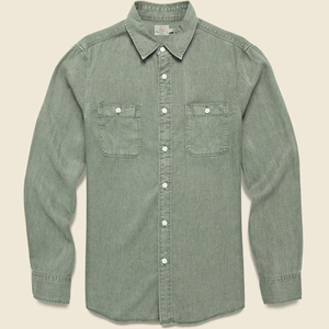 Camisa de Mezclilla para Hombre, Manga Larga, Corte Regular, Color Sólido, Estilo Casual, Cuello Clásico, Algodón Lavado - Product Image 5
