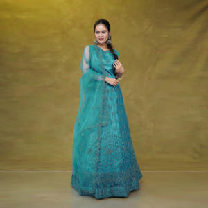 ชุดเลเฮนกาโชลีสำหรับเด็ก ดีไซน์เนอร์ ตกแต่งด้วยงานปักด้ายอย่างประณีต กระโปรงทรงบานสวยสง่า เหมาะสำหรับงานเฉลิมฉลอง งานรับปริญญา งานแต่งงานริมชายหาด - Product Image 2