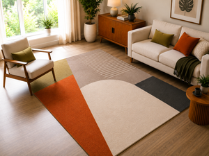 Tapis d'appoint en laine tufté à la main, abstrait et moderne, de luxe, géométrique, design, pour salon, chambre, hôtel - Product Image 6