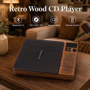 <span class=keywords><strong>Lecteur</strong></span> <span class=keywords><strong>CD</strong></span> Bluetooth en bois rétro pour la décoration de la maison, <span class=keywords><strong>radio</strong></span> FM USB, <span class=keywords><strong>lecteur</strong></span> de bureau avec télécommande - Product Image 1