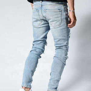 Custom Designers Men Ripped Skinny <b>Stretch</b> <b>Denim</b> Pants Hot Sale Slim Fit Men's Jeans Pants - Product Image 3
