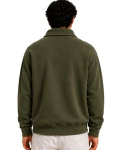Customized Dark Olive Green <b>Men</b> Oversized Quarter Zip Sweatshirt <b>Pullover</b> Fleece Cotton Polyester Casual Winter Sweatshirt - Product Image 2