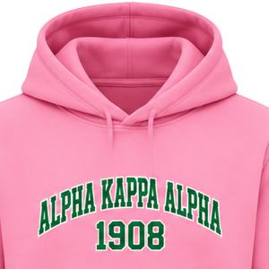 Custom <b>Pink</b> Pullover <b>Hoodie</b> for Women with Embroidered Greek Letter Logo Soft Fleece Casual Sweatshirt Sorority Apparel - Product Image 6