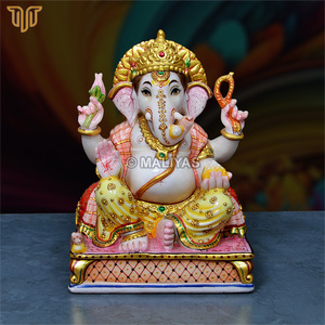 Estatua de Ganesha de Mármol Puro |   Ídolo del Dios Ganesha Hecho a Mano |   Murti de Ganpati de Mármol Premium para Templo en Casa, 10 Pulgadas - Product Image 2