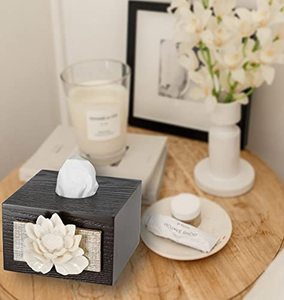 Square Metal Tissue Box Cover Floral Decorative Tissue Holder Classic Desktop Napkin Case - Product Image 3