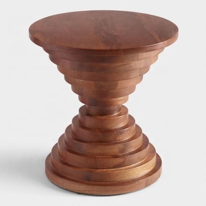 SWT 2025 Carved <strong>Round</strong> Solid Wood Top Side <strong>Table</strong> Pedestal <strong>End</strong> <strong>Table</strong> For Livingroom - Product Image 3