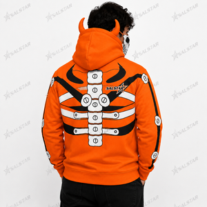 White Skeleton <b>Orange</b> Hoodie Halloween 3D Printed Skeleton Costume Hoodie Custom Unisex Zip Up Hooded <b>Sweatshirt</b> - Product Image 2