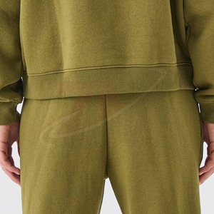 Conjunto Deportivo Verde Oliva para Hombre, Sudadera Holgada de Color Sólido y Pantalones con Cintura Elástica, 100% Calidad de Exportación, Personalizable - Product Image 4