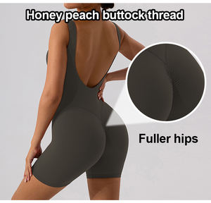 Combinaison de sport respirante sans manches pour femme, dos nu en V, idéale pour la course et l'entraînement - Product Image 3