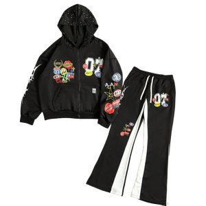 Ensemble de survêtement gothique Y2K personnalisé pour homme, imprimé squelette toile d'araignée, sweat à capuche et pantalon de survêtement, deux pièces, streetwear de haute qualité - Product Image 6