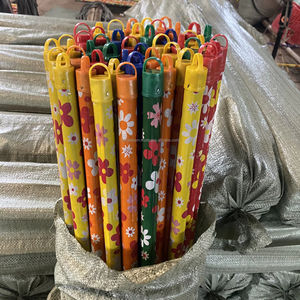 Palos de escoba de madera de eucalipto duraderos con cubierta de PVC con diseño floral – Impermeables, de larga duración, para limpieza del hogar - Product Image 2