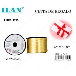 Nastro regalo Ilan 5 mm x 100 iarde colore oro metallizzato per confezioni - Product Image 3