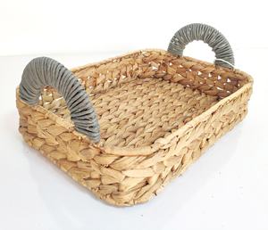 Hot selling for Wholesale water hyacinth storage <b>basket</b> with <b>handle</b> handmade, set of 2 for home storage - Product Image 2