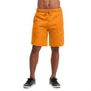 Shorts Bermuda Homme Gris Uni en Coton Molletonné Taille Mi-Haute avec Cordon de Serrage Style Jogger Décontracté Respirant Tricoté - Product Image 6