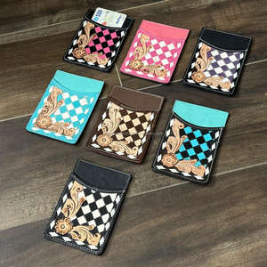 Tarjetero de Cuero Genuino con Diseño a Cuadros, Estilo Occidental, Delgado y Elegante para Mujer, Opciones Multicolor - Product Image 6