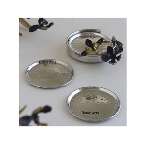 Stainless Steel Hammered <b>Coaster</b> <b>Set</b> Premium Quality Customized Size Silver Color <b>Coaster</b> <b>Set</b> At Lowest Price - Product Image 1