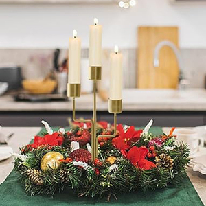 3-Arm Iron Candle Holders for Taper and Pillar Candles Elegant Gold Plated Metal Candlestick <b>Stands</b> for Christmas Decoration - Product Image 3