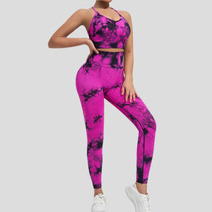 Conjunto Deportivo de Yoga Personalizado para Mujer, Talla Grande, para Gimnasio y Fitness, Bra Deportivo Sin Costuras, 2 Piezas, Leggings Tie Dye - Product Image 2