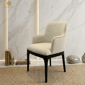 Kyara Modern Wood Dining Armchair with Ergonomic Design <b>Backrest</b> Durable Stable Polyester Upholstery for Home Office & Hotel Use - Product Image 4