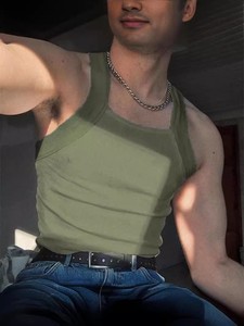 <b>Men's</b> Fashion Sleeveless Square Neck <b>Ribbed</b> <b>Vest</b> <b>Men's</b> Gym Bodybuilding Stringer Tank Top - Product Image 3