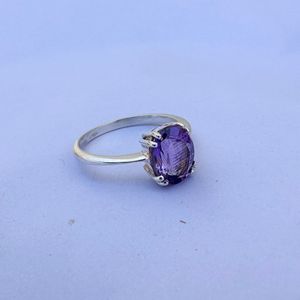 Natural Amethyst 925 Sterling <b>Silver</b> <b>Ring</b> Handmade February Birthstone Jewelry Gift For Her - Product Image 1