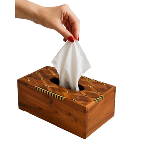 Porte-serviettes rectangulaires en bois pour décoration de table de mariage, boîte à mouchoirs pour table à manger et petit-déjeuner - Product Image 4